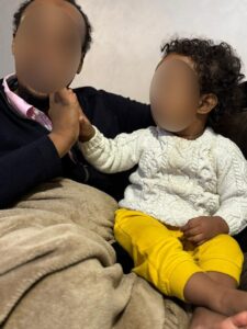holding hands with child